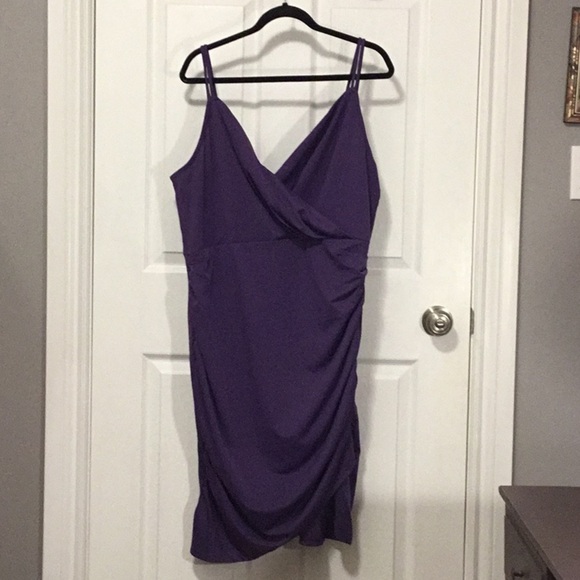 Grace Karin Purple Ruched Surplice Bodycon Midi Dress 2X - Picture 5 of 14